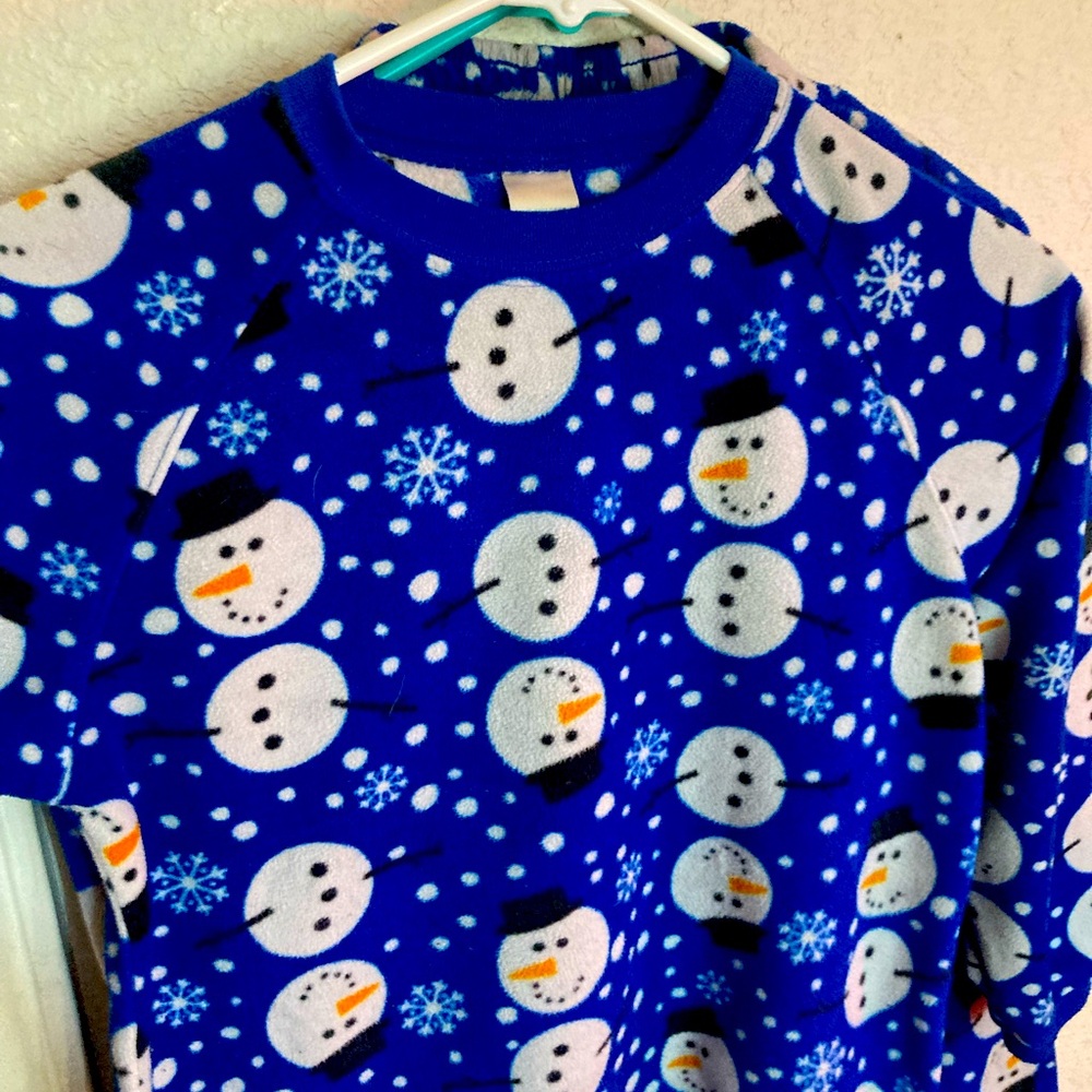 Used Children’s Place Boys M 7/8 Blue Fleece 2-Piece Penguin Sleeper